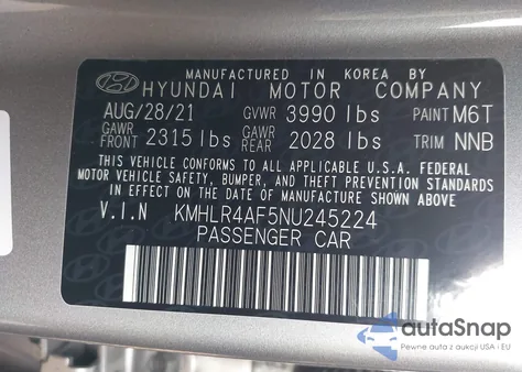 2022 Hyundai Elantra N Line z USA, uszkodzony, nr VIN KMHLR4AF5NU245224